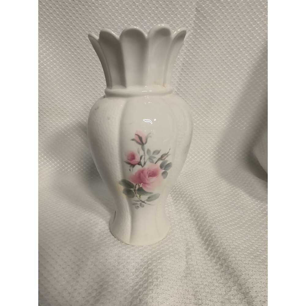 Optimized Listing TitleDonegal Parian China Ireland Tulip Vase Pink Rose Buds